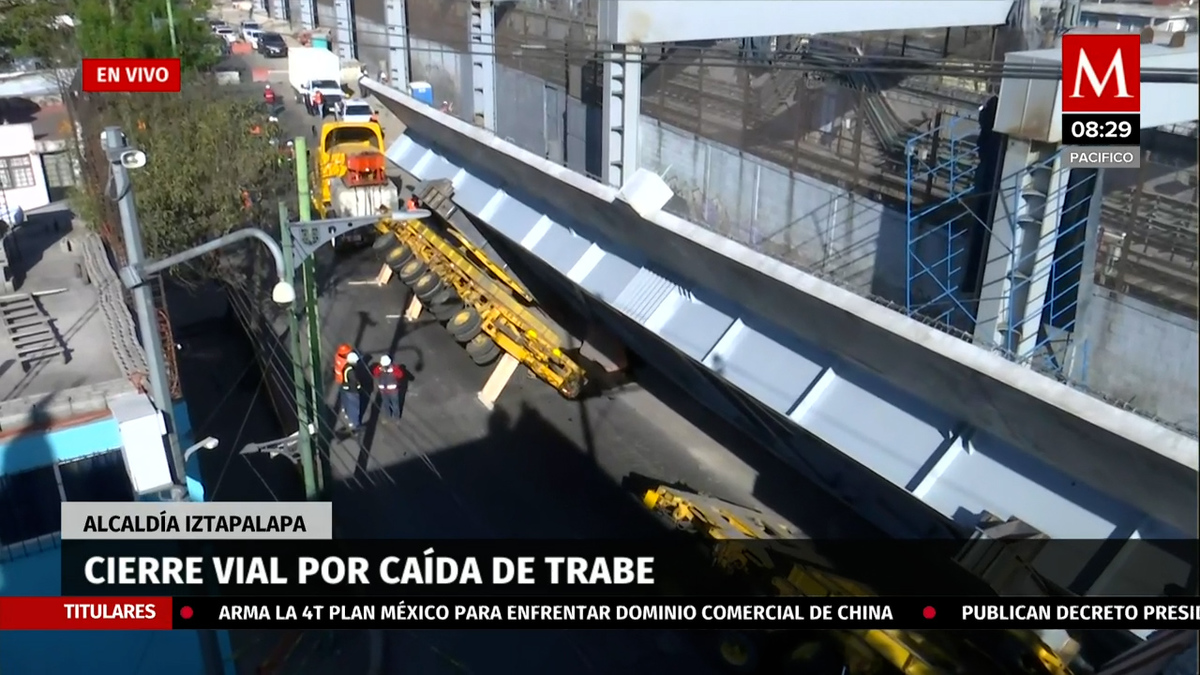 Cierre vial por caída de trabe en Iztapalapa