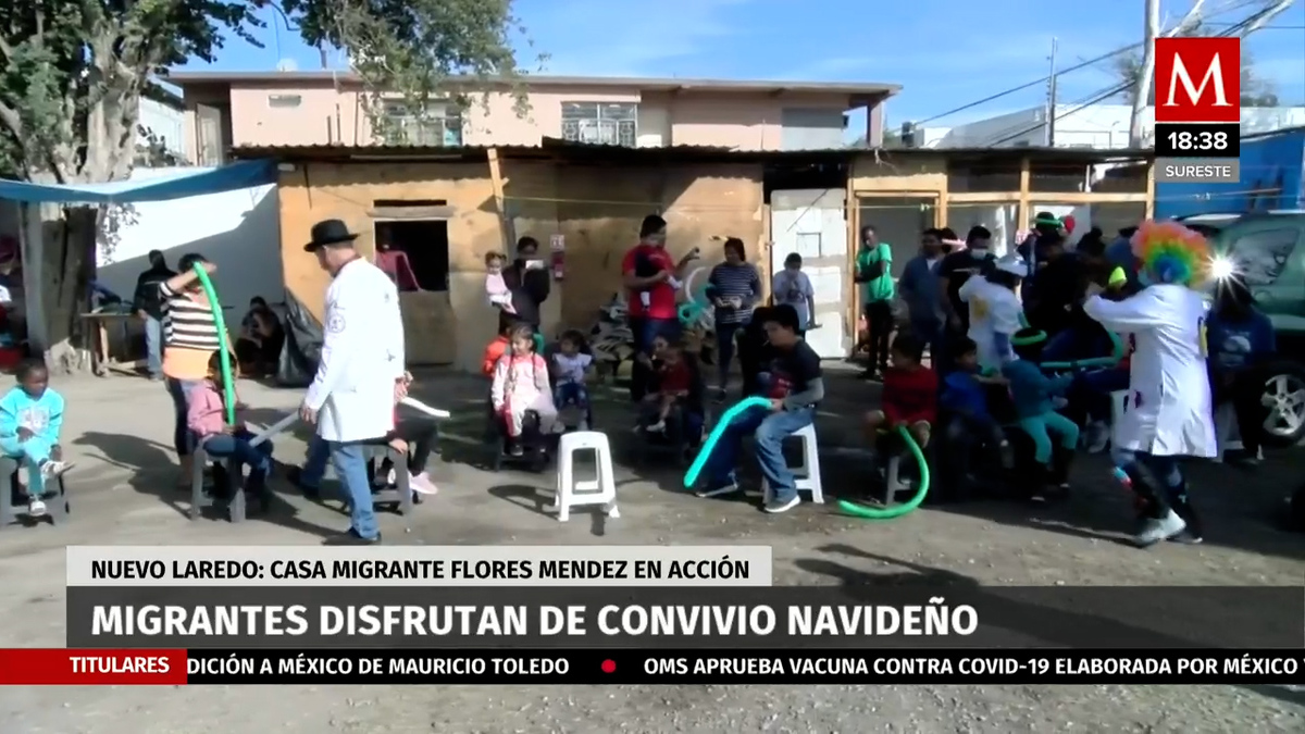 Migrantes disfrutan de un convivio navideño en Nuevo Laredo