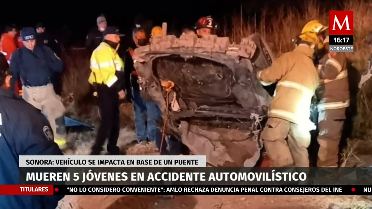 Mueren cinco jóvenes en accidente automovilístico en Sonora