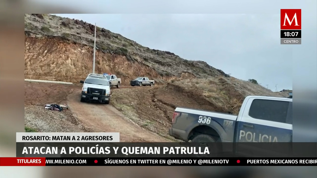 Asesinan a dos personas tras ataque a policías y quema de patrulla en Baja California