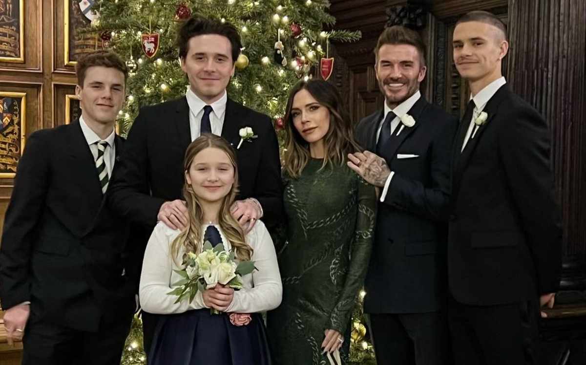 La foto familiar de los Beckham en Navidad (Instagram @davidbeckham)
