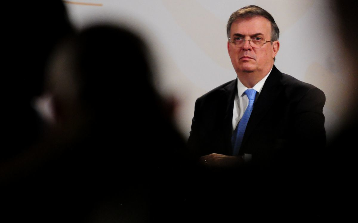 El canciller durante la conferencia mañanera de hoy en Palacio Nacional. | Cortesía