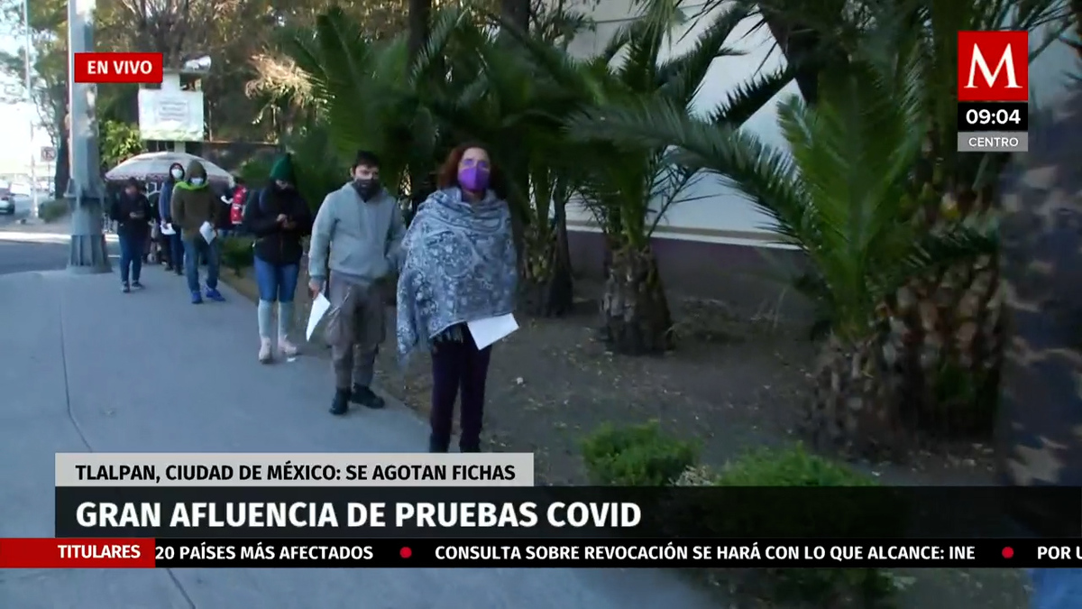 Incremento en filas de aplicación prueba covid en kioscos de Tlalpan