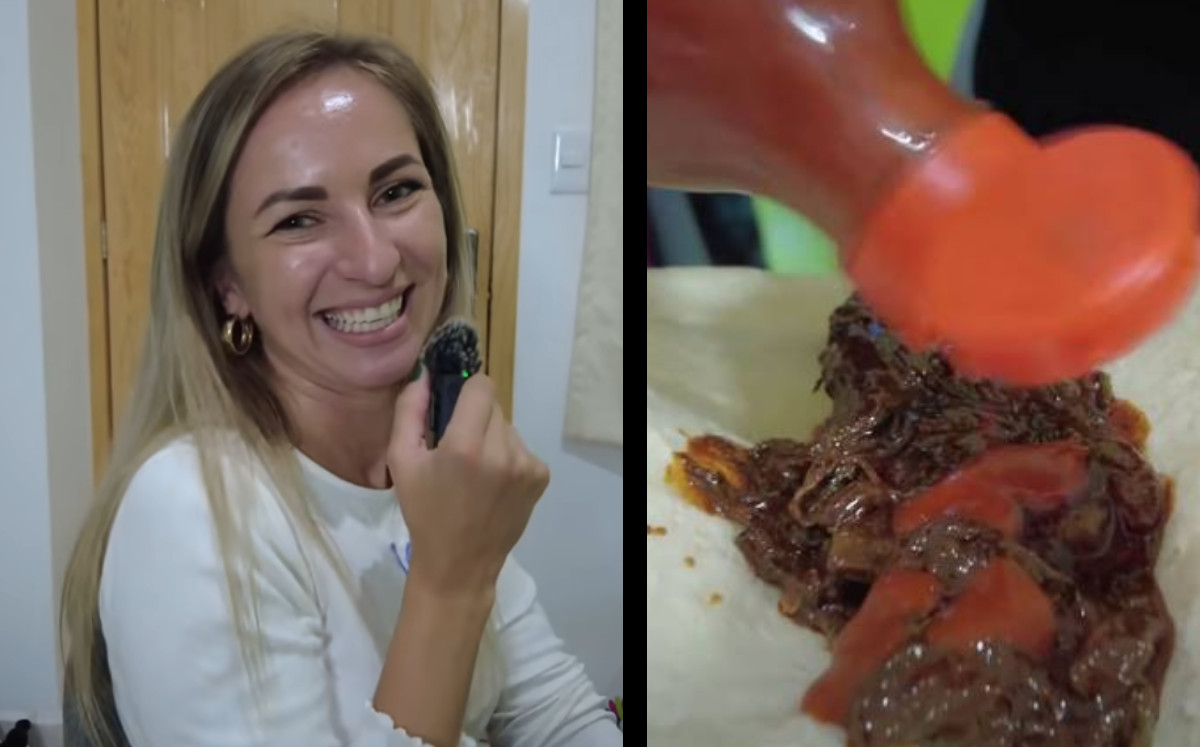 Rusa prueba los romeritos en México; pone Valentina para que pique. |Especial.