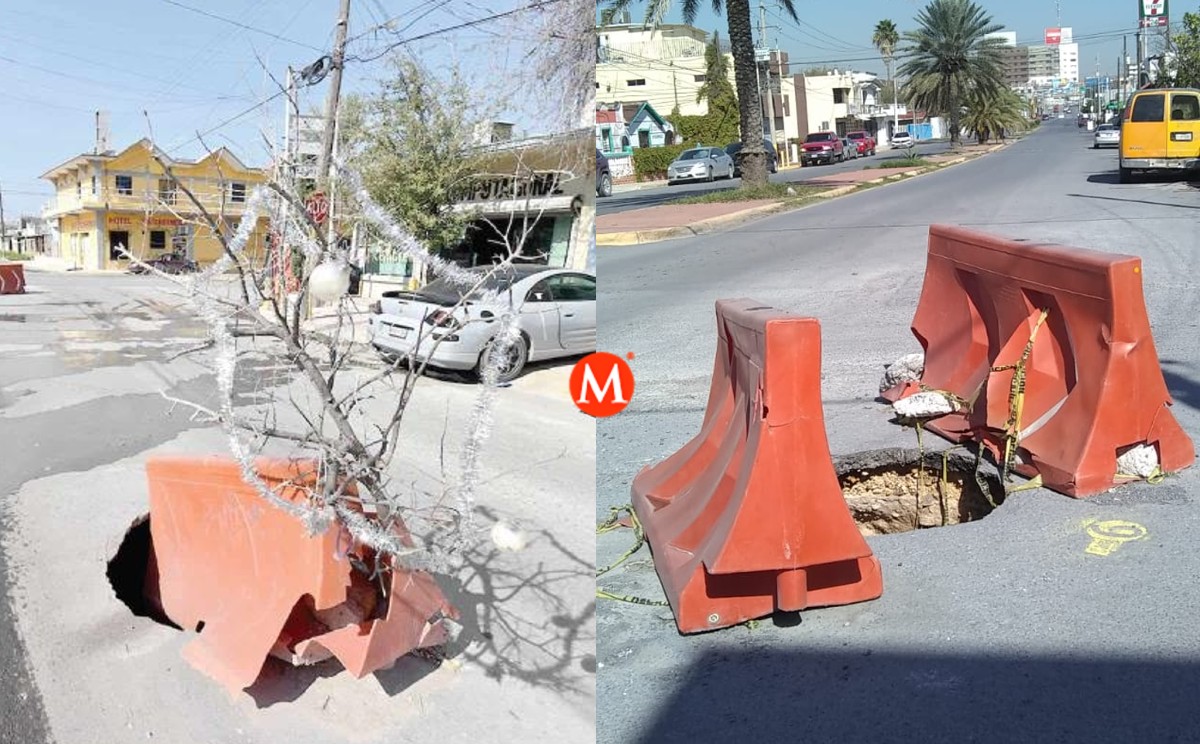 Socavón decorado en Reynosa