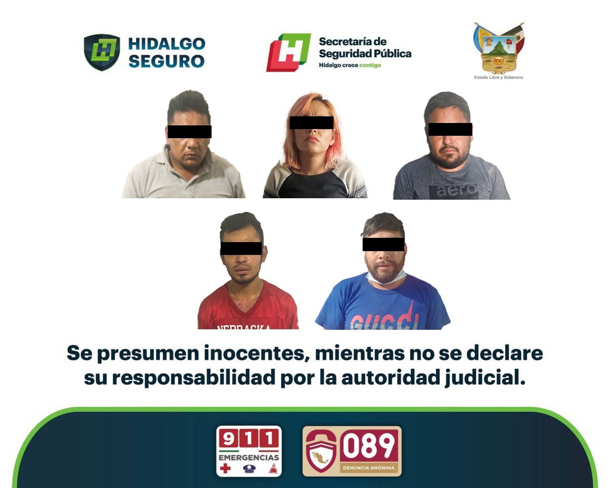 En trabajo cooridnado entre la SSPH y la PGJEH lograron la captura de un presunto grupo delictivo en Ixmiquilpan (Cortesía)