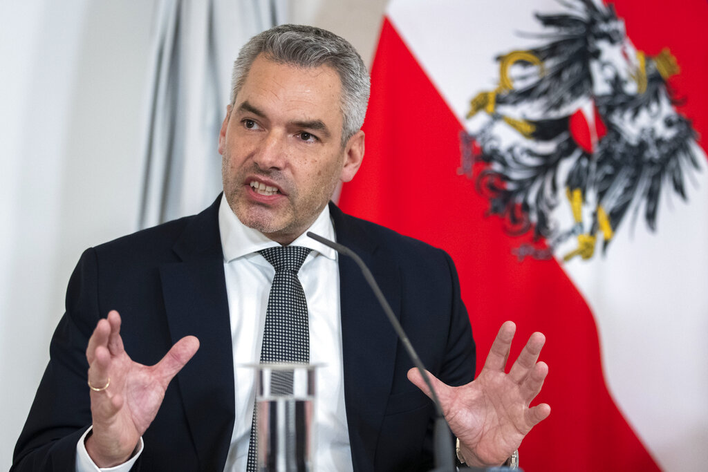 Karl Nehammer, canciller de Austria. (AP)