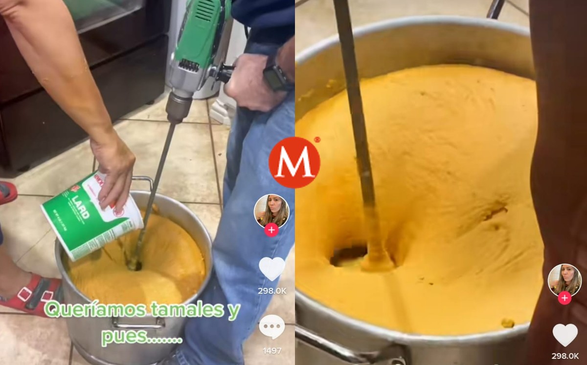 Familia se vuelve viral por hacer masa de tamales con taladro