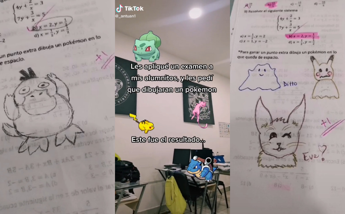 Profesor dio un punto extra por dibujar una de las criaturas de Nintendo (TikTok).