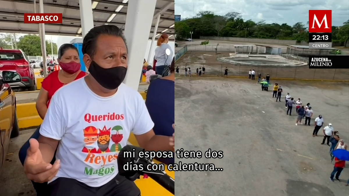 Cientos de personas esperan por una prueba Covid en Parque Tabasco