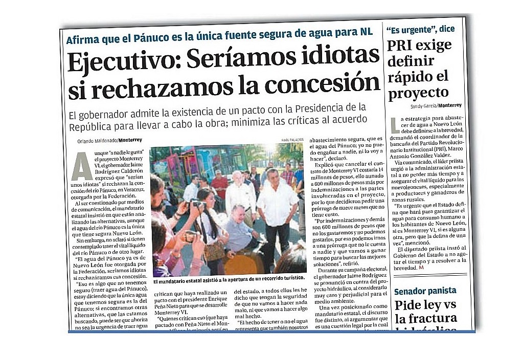 Fuente segura de agua. Con esta decisión se desaprovechó y quedó en el limbo el título de concesión federal para aprovechar 473 metros cúbicos al año.
