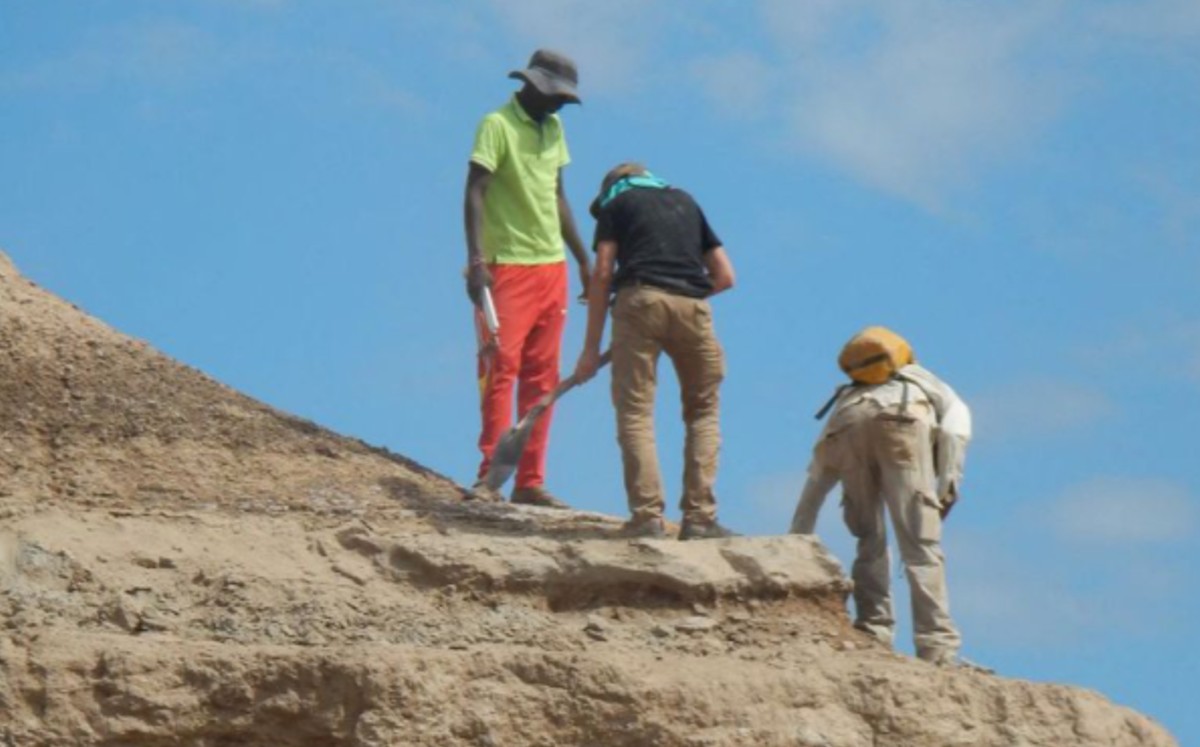 Investigadores en la formación Omo Kibish, en el suroeste de Etiopía, una zona que es fuente de restos humanos primitivos. (EFE)