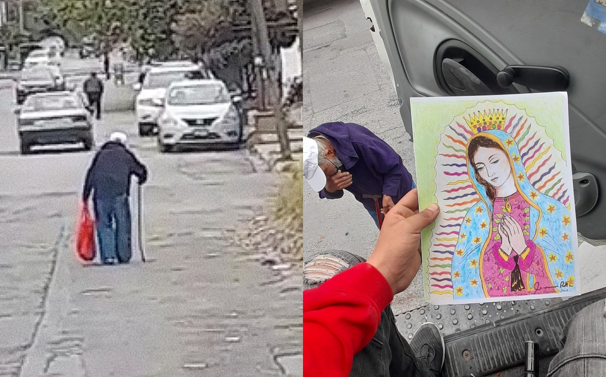 En Nuevo León, abuelo vende sus dibujos para llevarle leche a sus nietos. Foto: Facebook.
