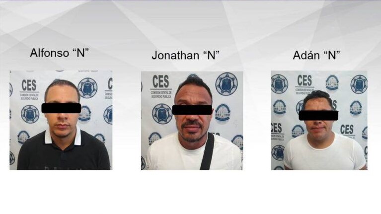 Adán “N” de 40 años, Alfonso “N” de 30 años y a Jonathan “N” de 40 años fueron puestos a disposición del Ministerio Público. (FGE)