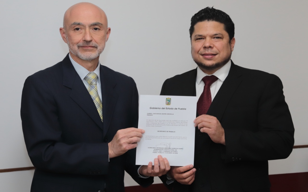 El consejero Jurídico Carlos Palafox toma protesta a Gabriel Biestro Medinilla como nuevo titular de la Secretaría de Trabajo (ST) | Especial