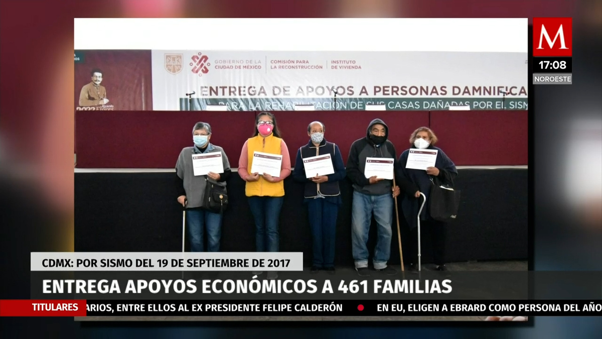 CdMx entrega apoyos económicos a 461 familias damnificadas por sismo
