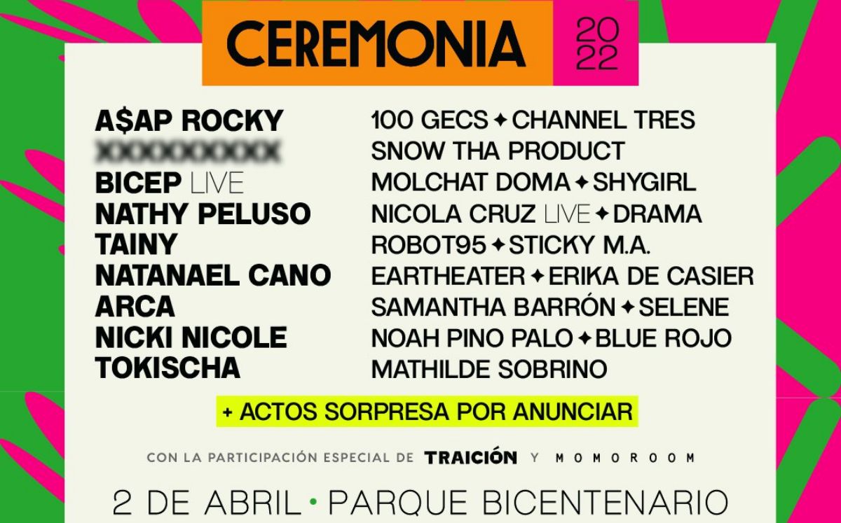 Cartel del festival Ceremonia 2022 (Twitter).