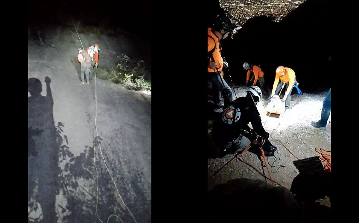 Rescatan a pareja atrapada en el Cerro de Las Mitras. Foto: Especial.