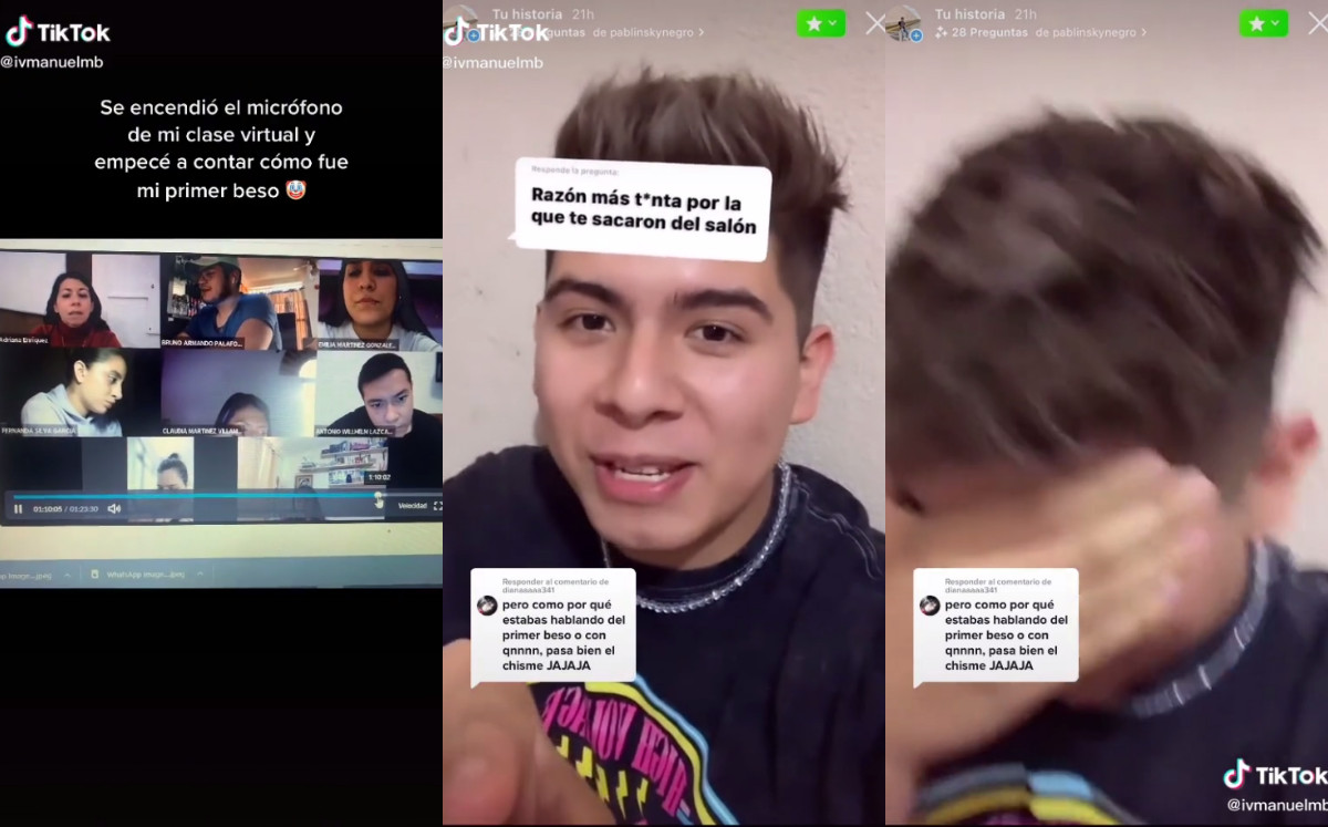 Joven cuenta su primer beso por error en clase online (TikTok).