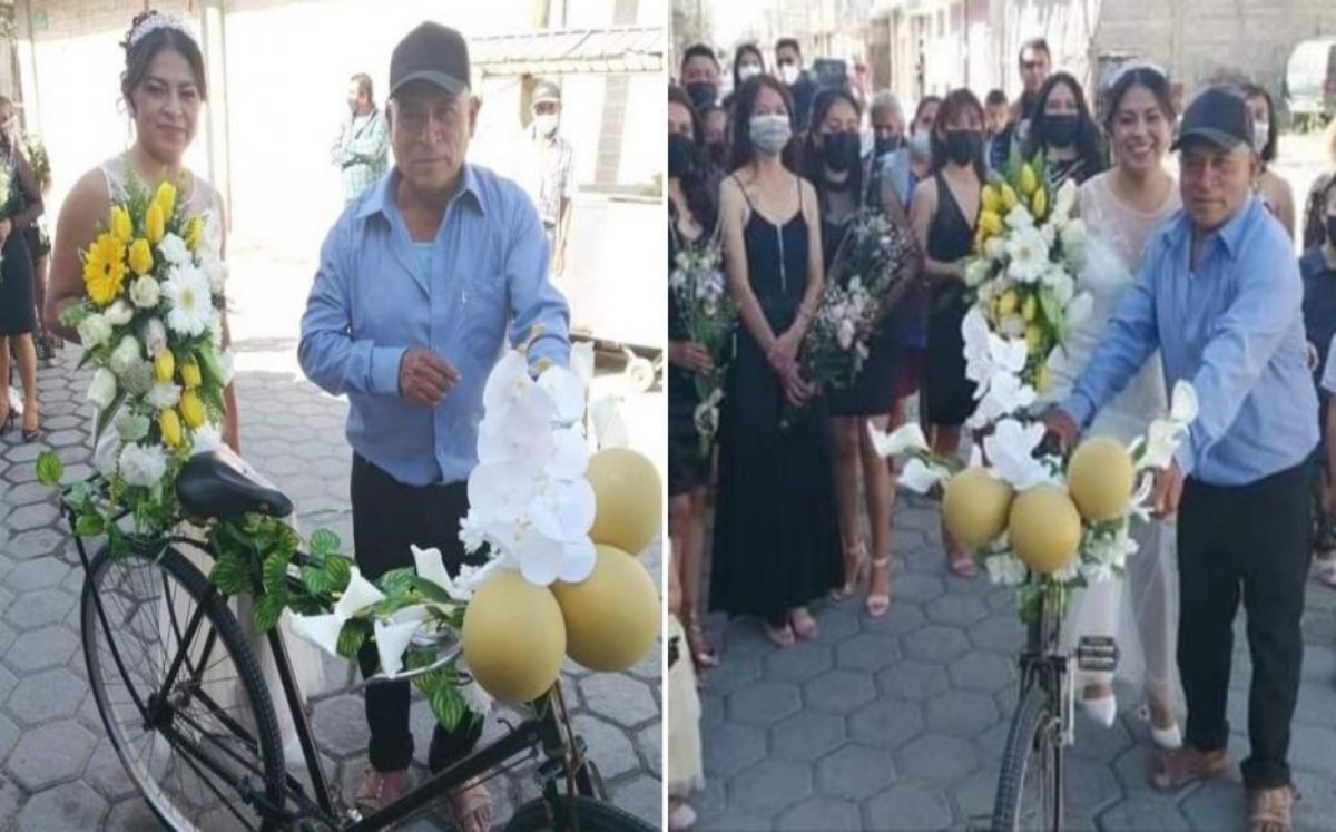 Padre lleva a su hija al altar en bicicleta | Especial