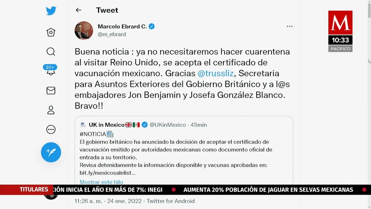 Se aceptará certificado de vacunación mexicano en Reino Unido