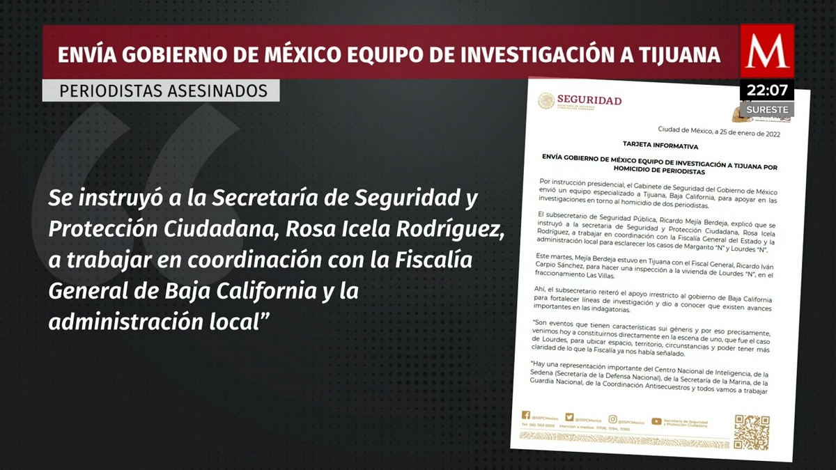 Envían equipo especializado a Tijuana por asesinato de periodistas