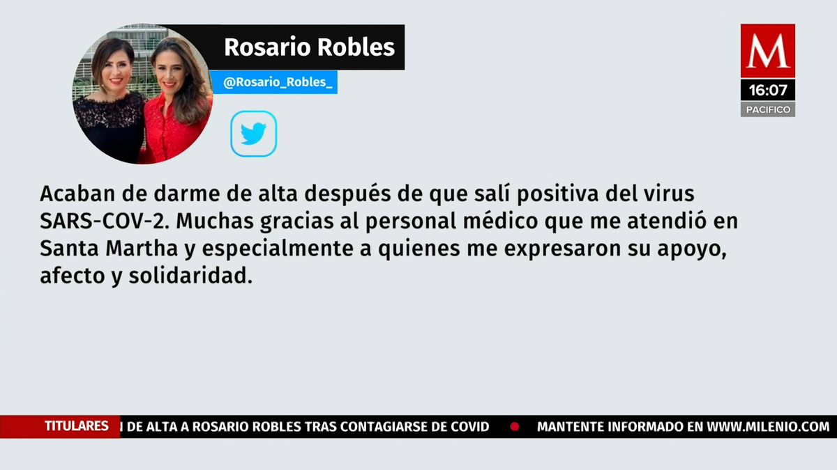 Dan de alta a Rosario Robles tras contagiarse de covid