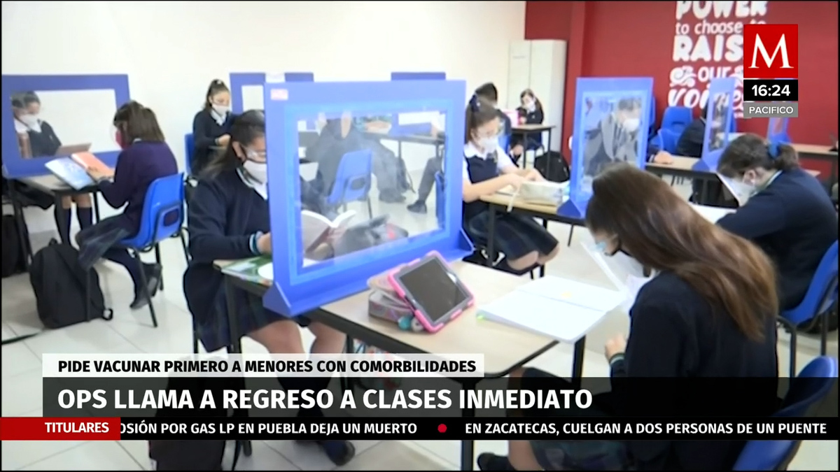 OPS sugiere un regreso a clases inmediato sin cobertura de vacunación covid en niños sanos