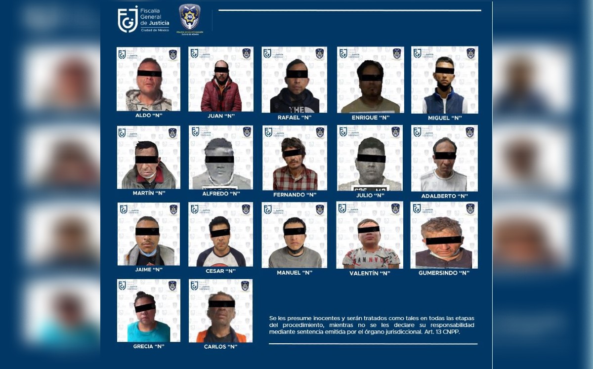 FGJCDMX presentó a 17 detenidos por delitos contra la salud. | FGJCDMX