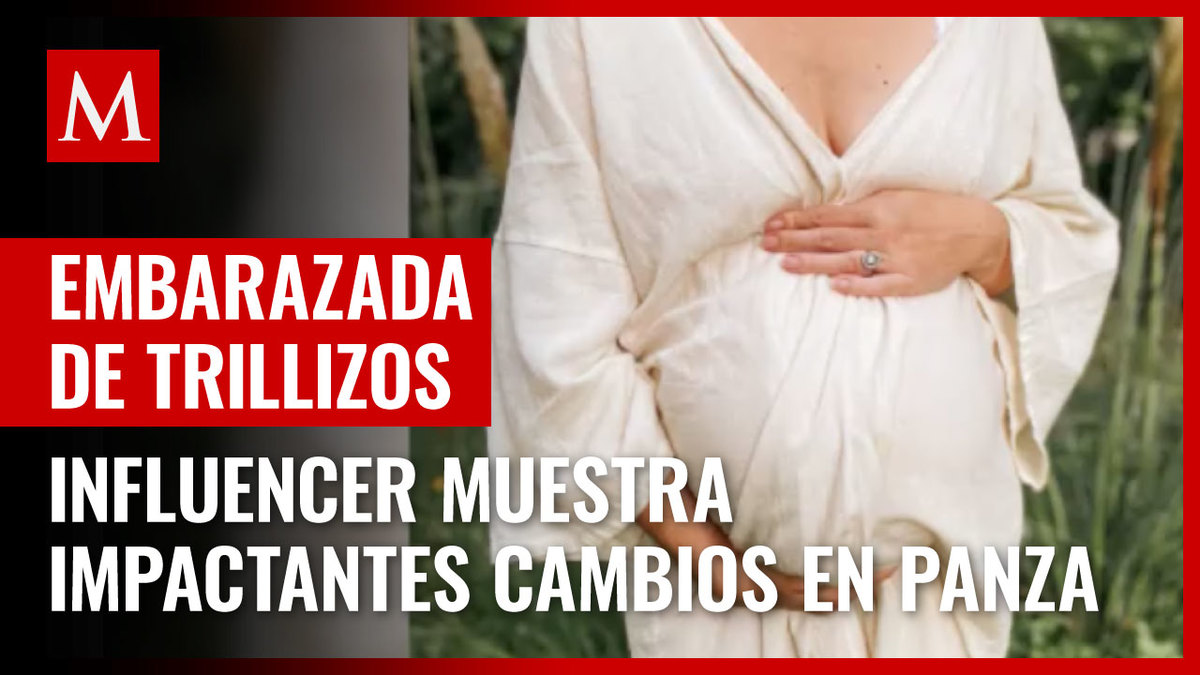 Mujer muestra impactantes fotos de su embarazo de trillizos