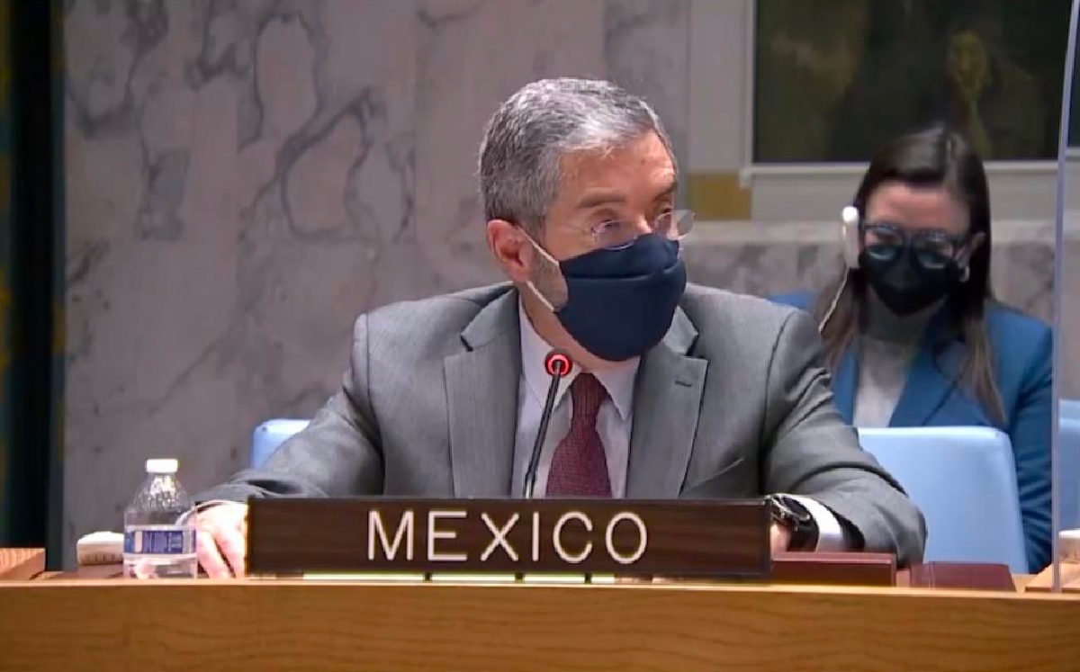 El representante de México ante la ONU, Juan Ramón de la Fuente, durante su intervención. | Especial
