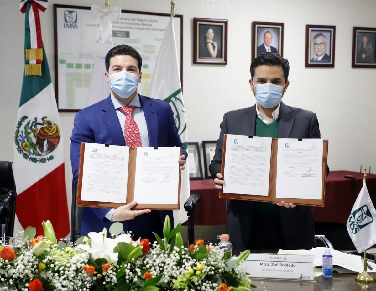 Samuel García reconoció al director Zoé Robledo por su trabajo al frente del IMSS. (Twitter: @Tu_IMSS)