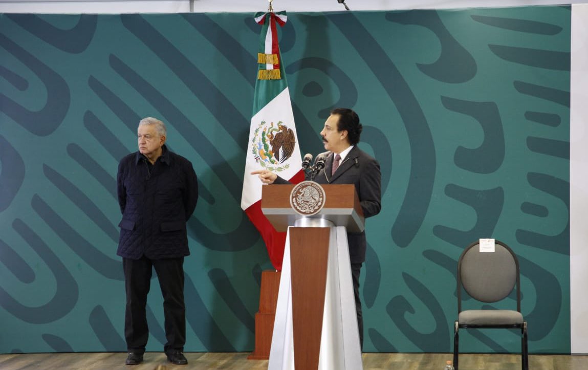 Omar Fayad Meneses durante la Mañanera en Hidalgo. (Twitter)