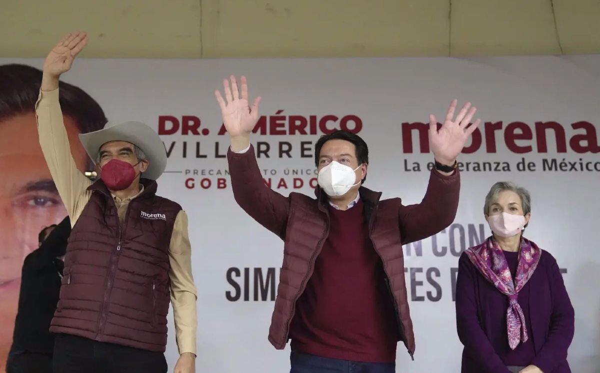 Mario Delgado, líder nacional de Morena acompañó a Américo Villarreal Anaya, precandidato a la gubernatura de Tamaulipas. (Especial)