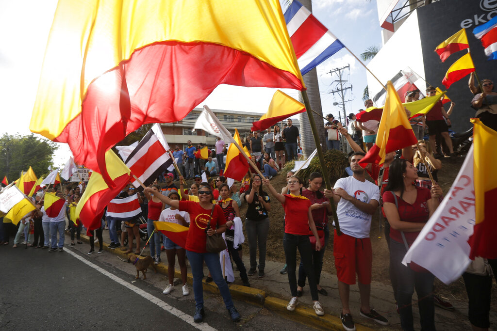 Simpatizantes del Partido de Acción Ciudadana durante las elecciones presidenciales de Costa Rica. (AP)
