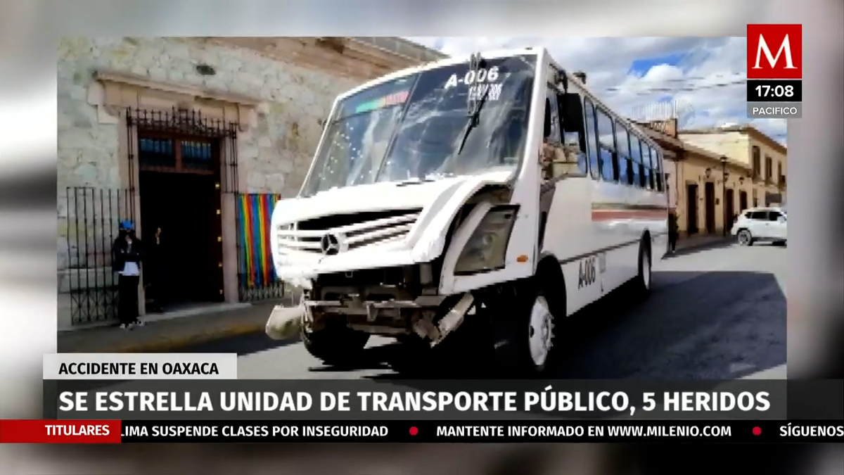 En Oaxaca, choque de autobús de pasajeros deja cinco heridos
