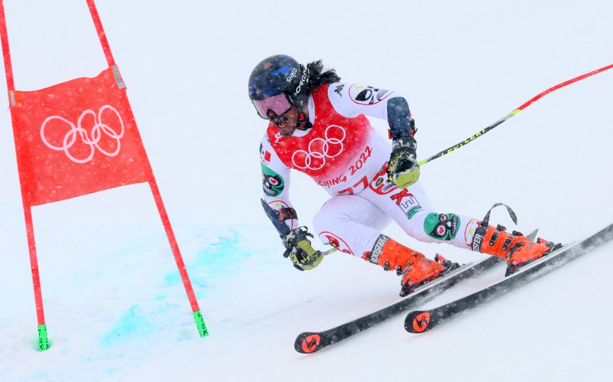 Rodolfo Dickson compite en la segunda manga del slalom gigante de Beijing 2022 (Reuters)