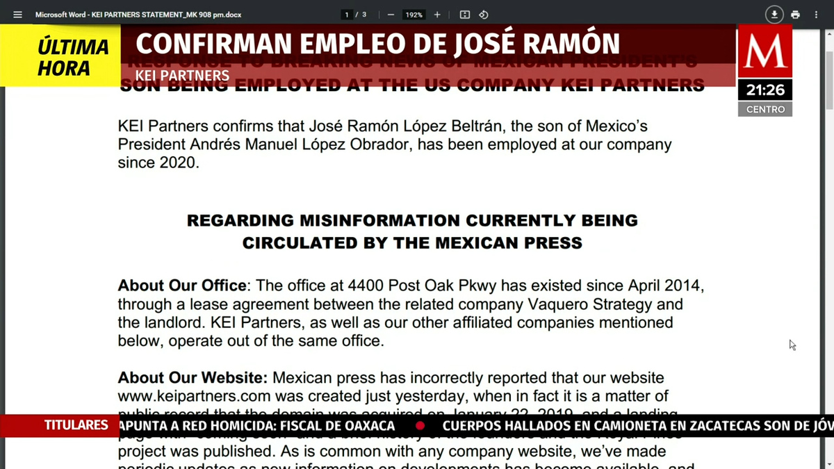 Con comunicado, se confirma empleo de José Ramón en Kei Partners