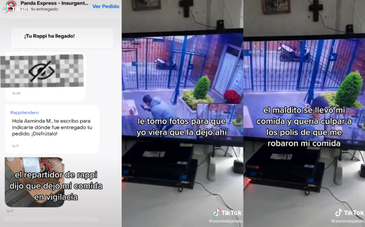 Repartidor de Rappi robó pedido, pero quedó filmado en cámaras de seguridad (TikTok).