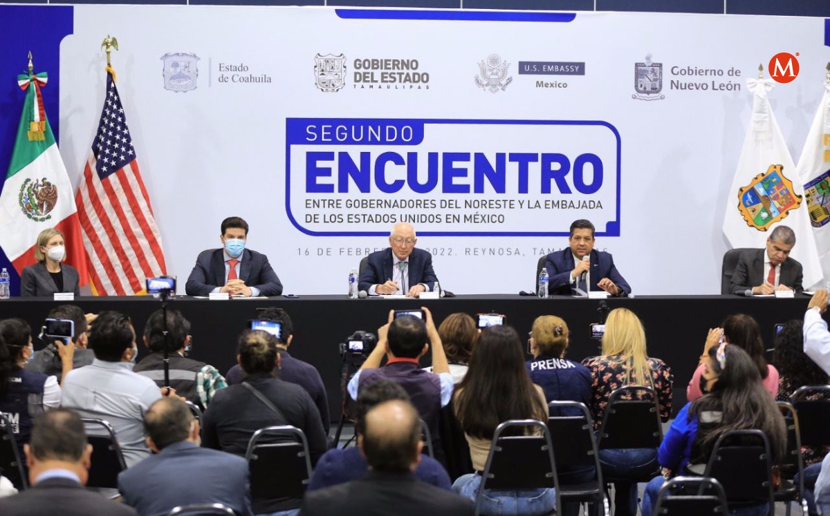 Reunión de gobernador de Tamaulipas, NL y Coahuila con embajador de EU en México. (Cortesía)