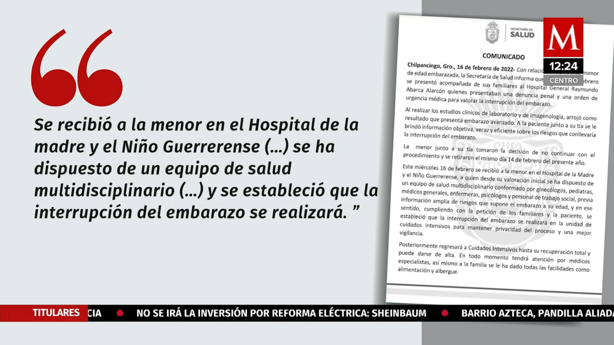 Niegan interrupción de embarazo a niña de 9 años en Guerrero