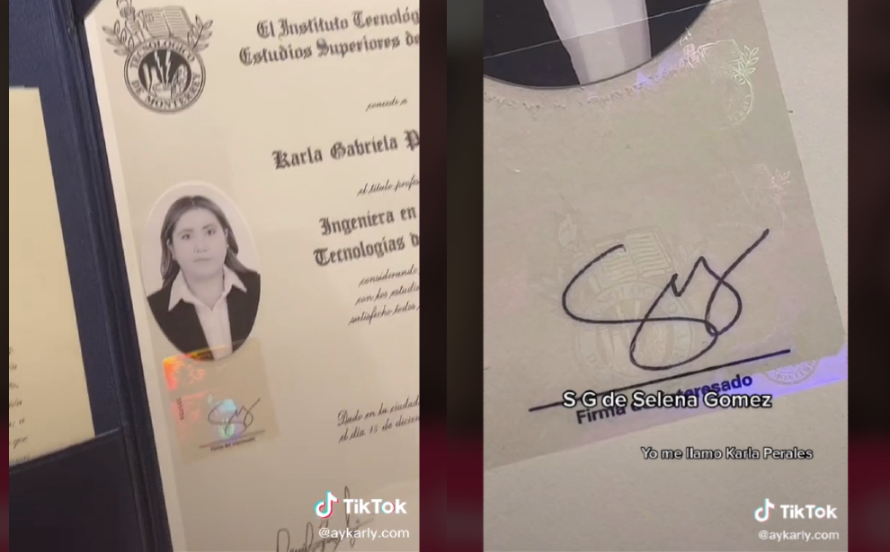 Joven copia firma de Selena Gómez para su INE (TikTok)