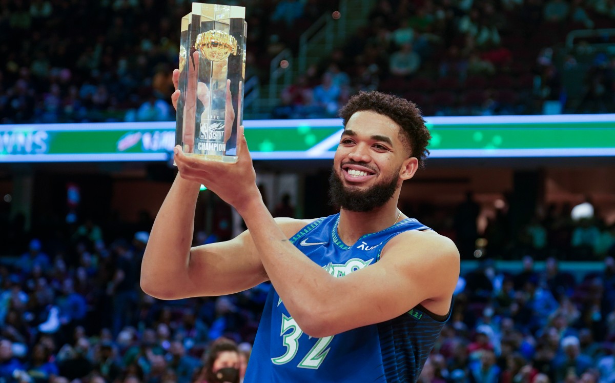Karl-Anthony Towns, pívot de los Timberwolves conquista concurso de triples (AFP)