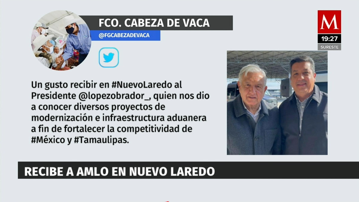 Cabeza de Vaca en reunión con AMLO en Tamaulipas hoy 19 febrero 2022