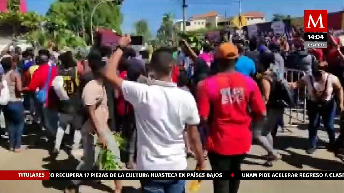 Agresión entre migrantes y la Guardia Nacional en Tapachula, Chiapas