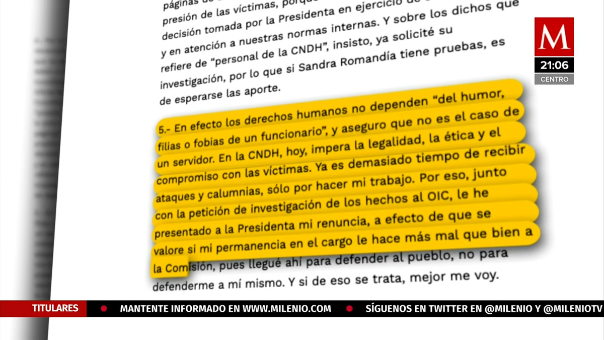 Secretario ejecutivo de la CNDH renuncia; no se la aceptan