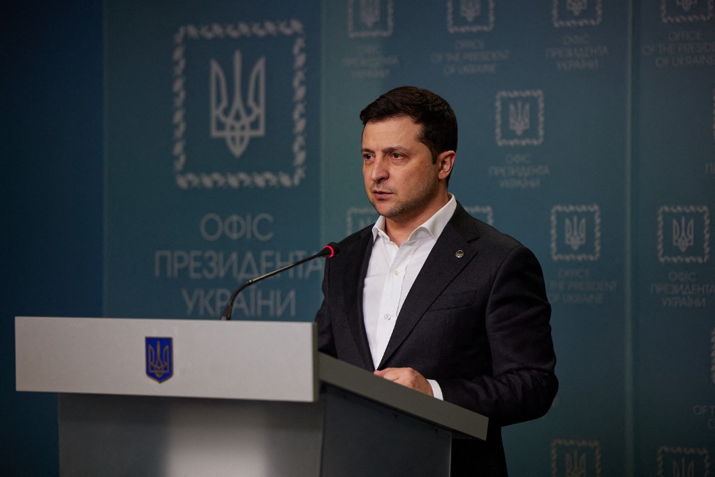 Volodimir Zelenski, presidente de Ucrania, en conferencia de prensa. (AFP)