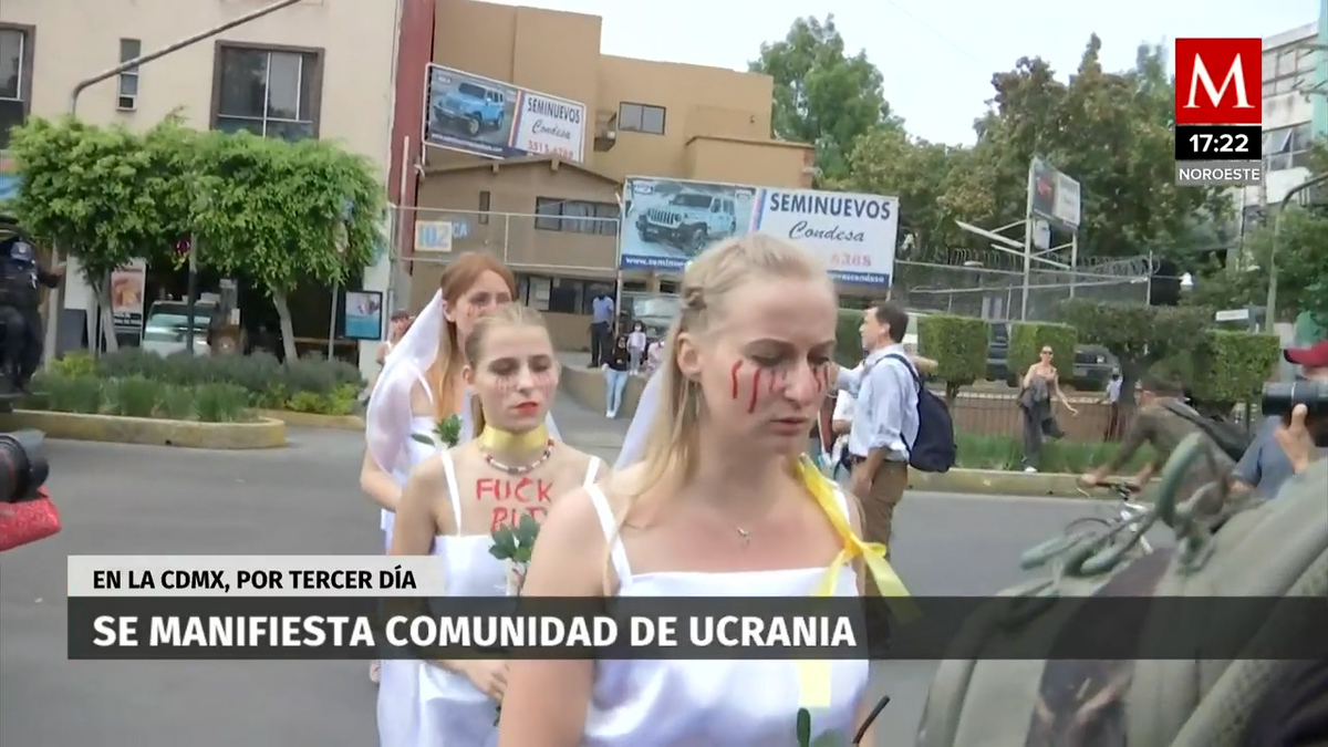 Ucranianos protestan frente a embajada de Rusia en CdMx