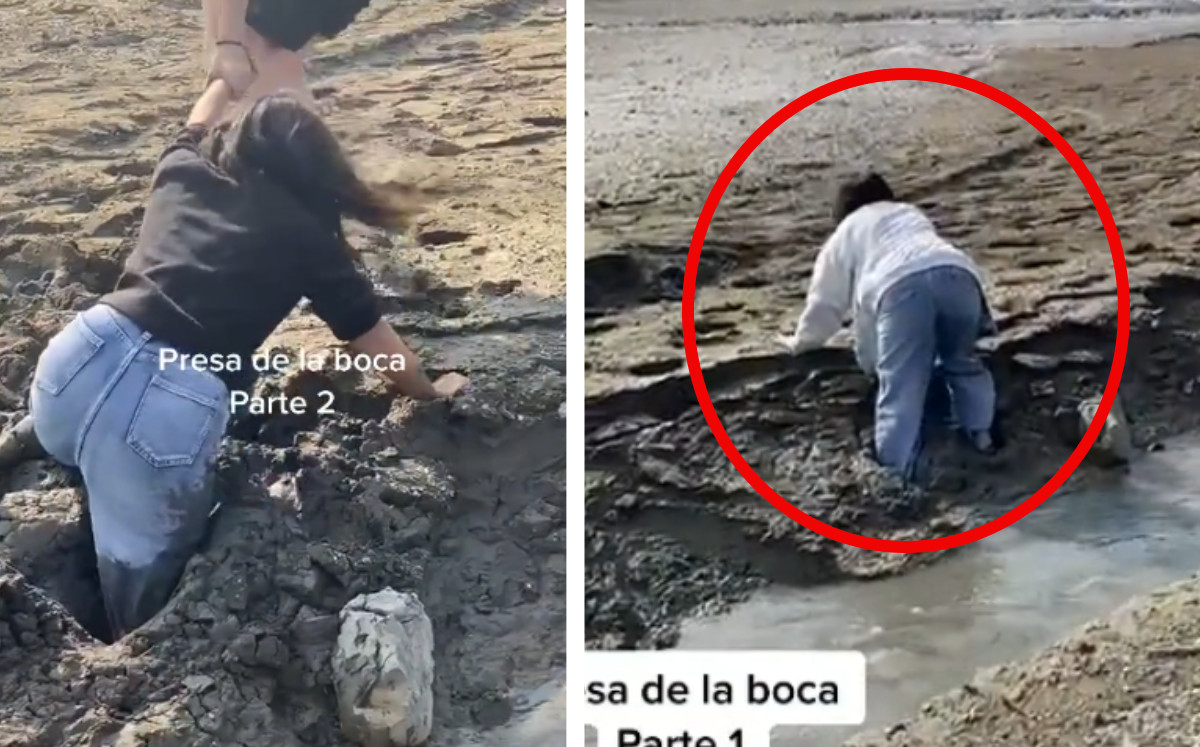 Joven queda atorada en la Presa La Boca, en Santiago; momento se hace viral |Especial