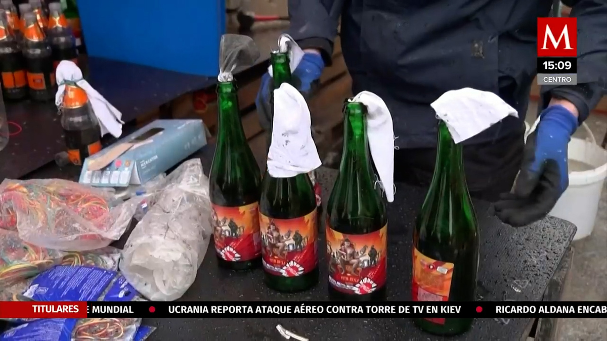 Con bombas molotov, habitantes de Kiev se preparan